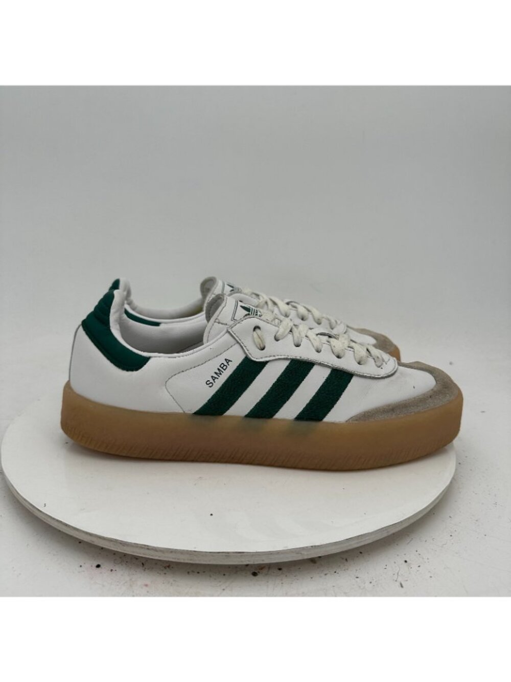 Adidas Originals Samba Women Size 8.5 White Green Rubber Sole Casual Shoes - Picture 4 of 11